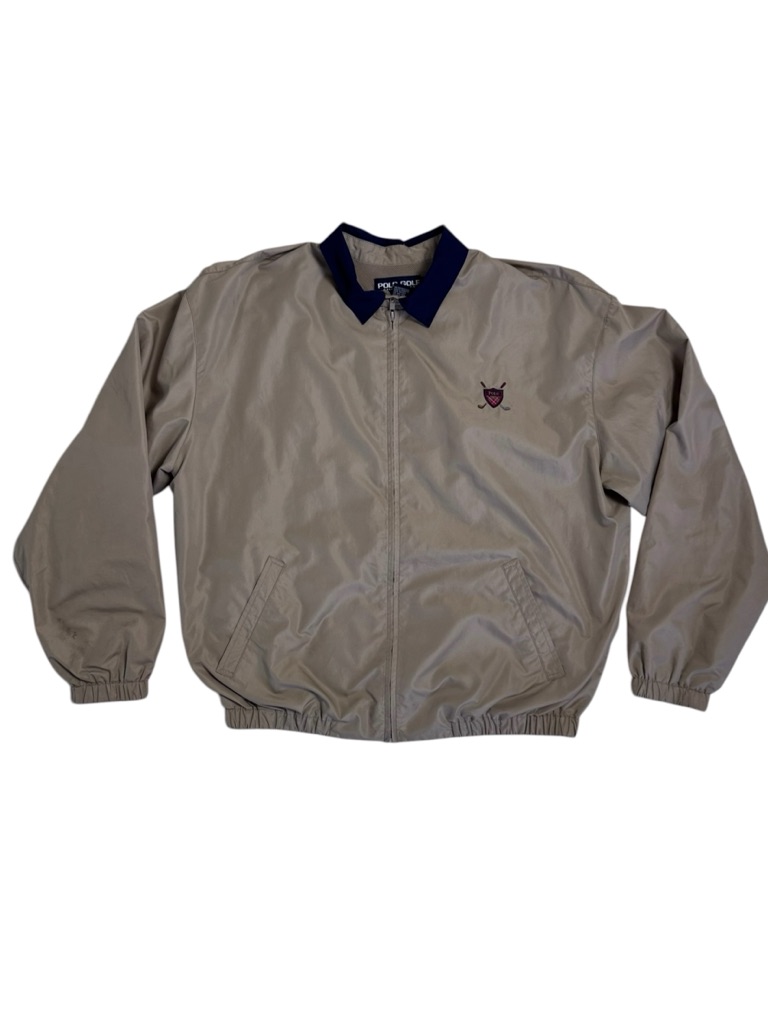 Vintage Polo Golf Ralph Lauren Windbreaker Jacket Logo Beige Large